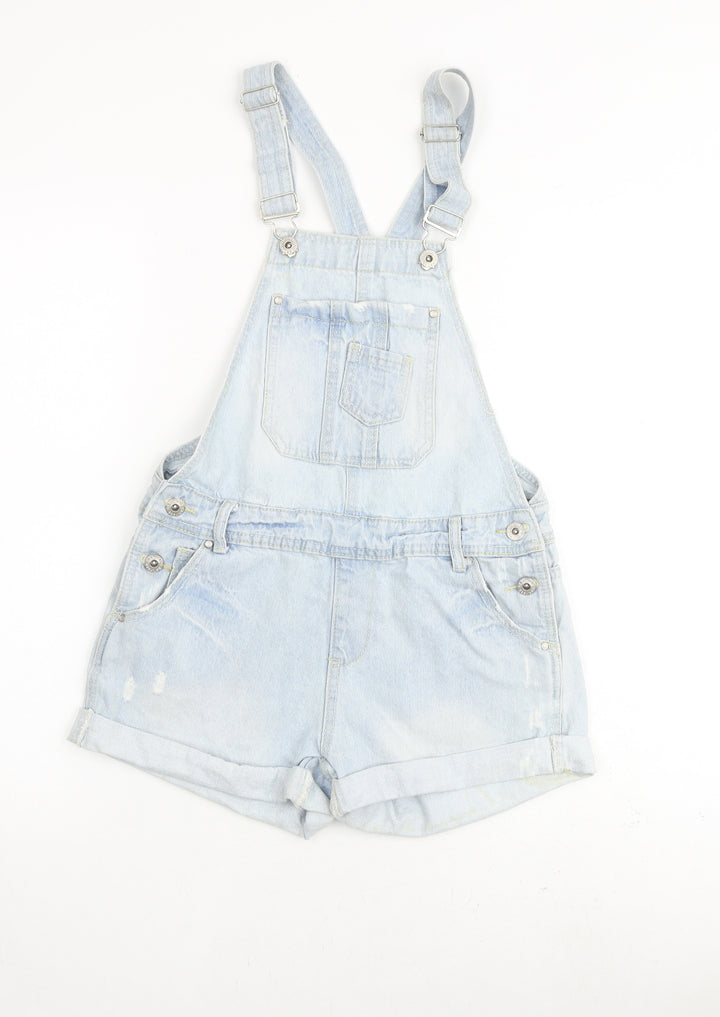 Denim & Co. Womens Blue 100% Cotton Dungaree One-Piece Size 6 Buckle