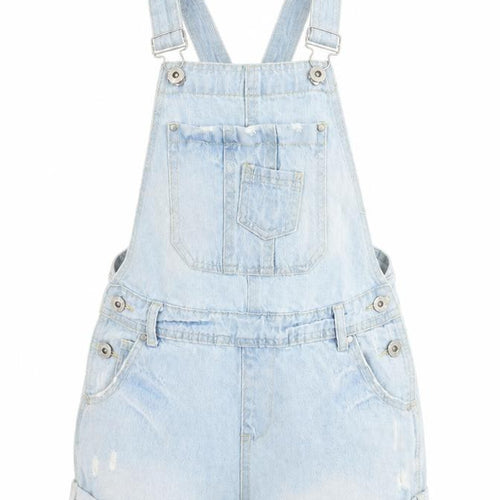 Denim & Co. Womens Blue 100% Cotton Dungaree One-Piece Size 6 Buckle