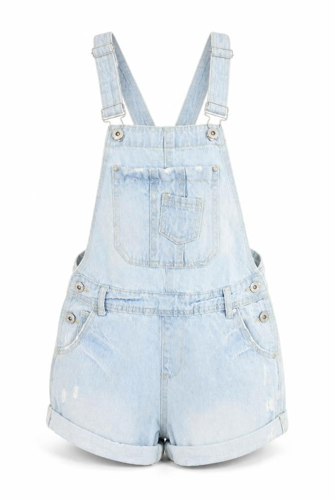 Denim & Co. Womens Blue 100% Cotton Dungaree One-Piece Size 6 Buckle