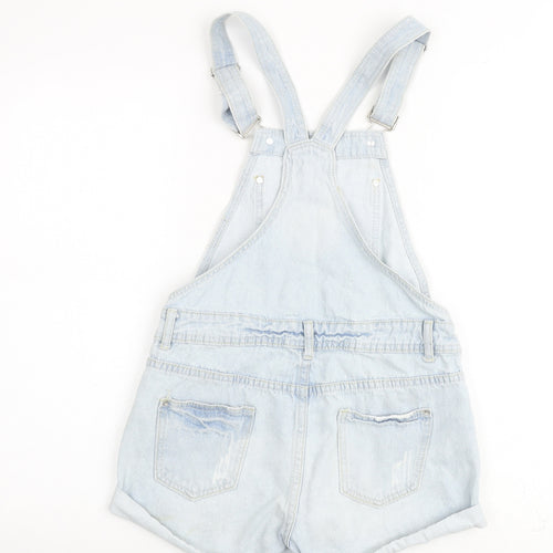 Denim & Co. Womens Blue 100% Cotton Dungaree One-Piece Size 6 Buckle