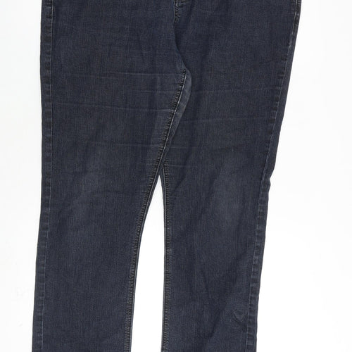 Authentic Denim Womens Blue Cotton Straight Jeans Size 16 L29 in Regular Zip