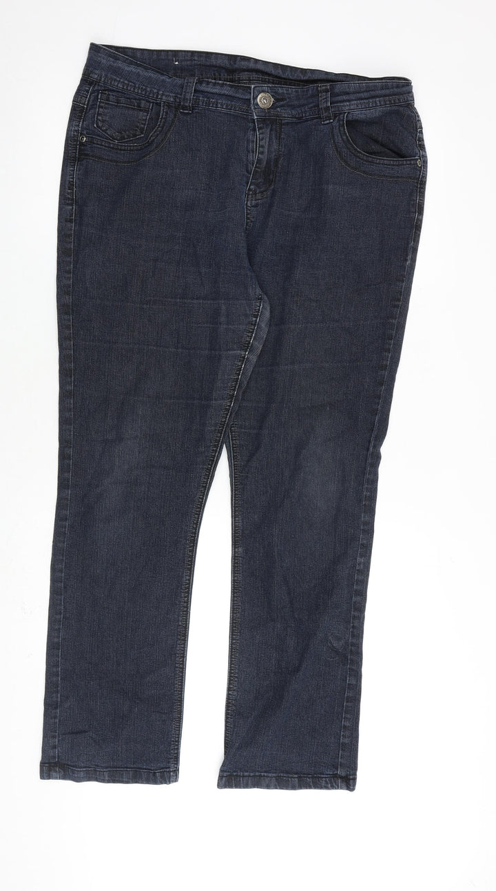Authentic Denim Womens Blue Cotton Straight Jeans Size 16 L29 in Regular Zip