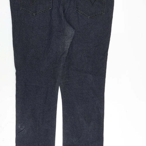 Authentic Denim Womens Blue Cotton Straight Jeans Size 16 L29 in Regular Zip