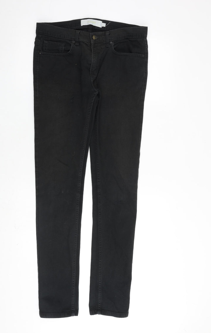 Topman Mens Black Cotton Skinny Jeans Size 30 in L33 in Slim Zip