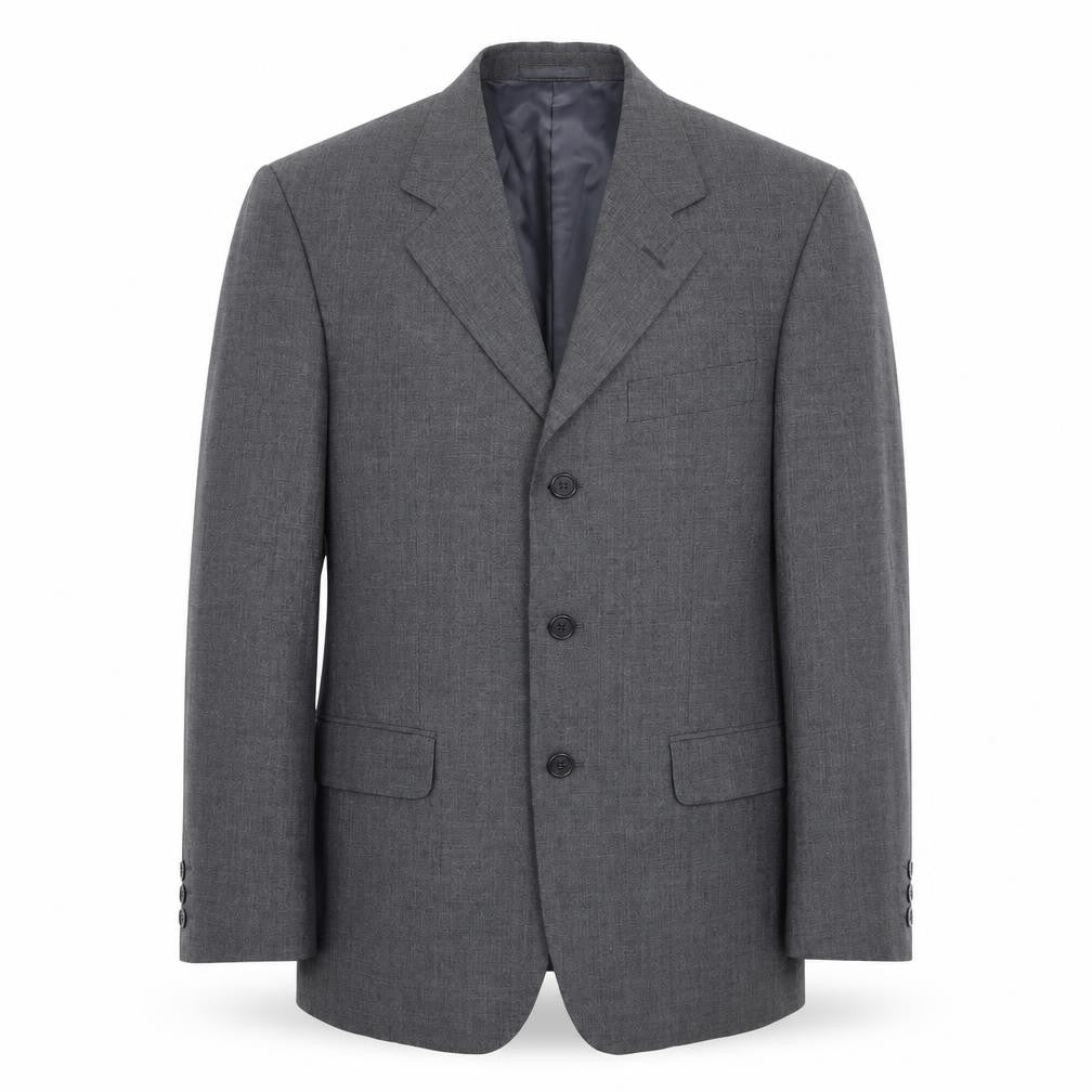 Front view of Modern Classics men’s grey wool jacket suit jacket, size 38, regular