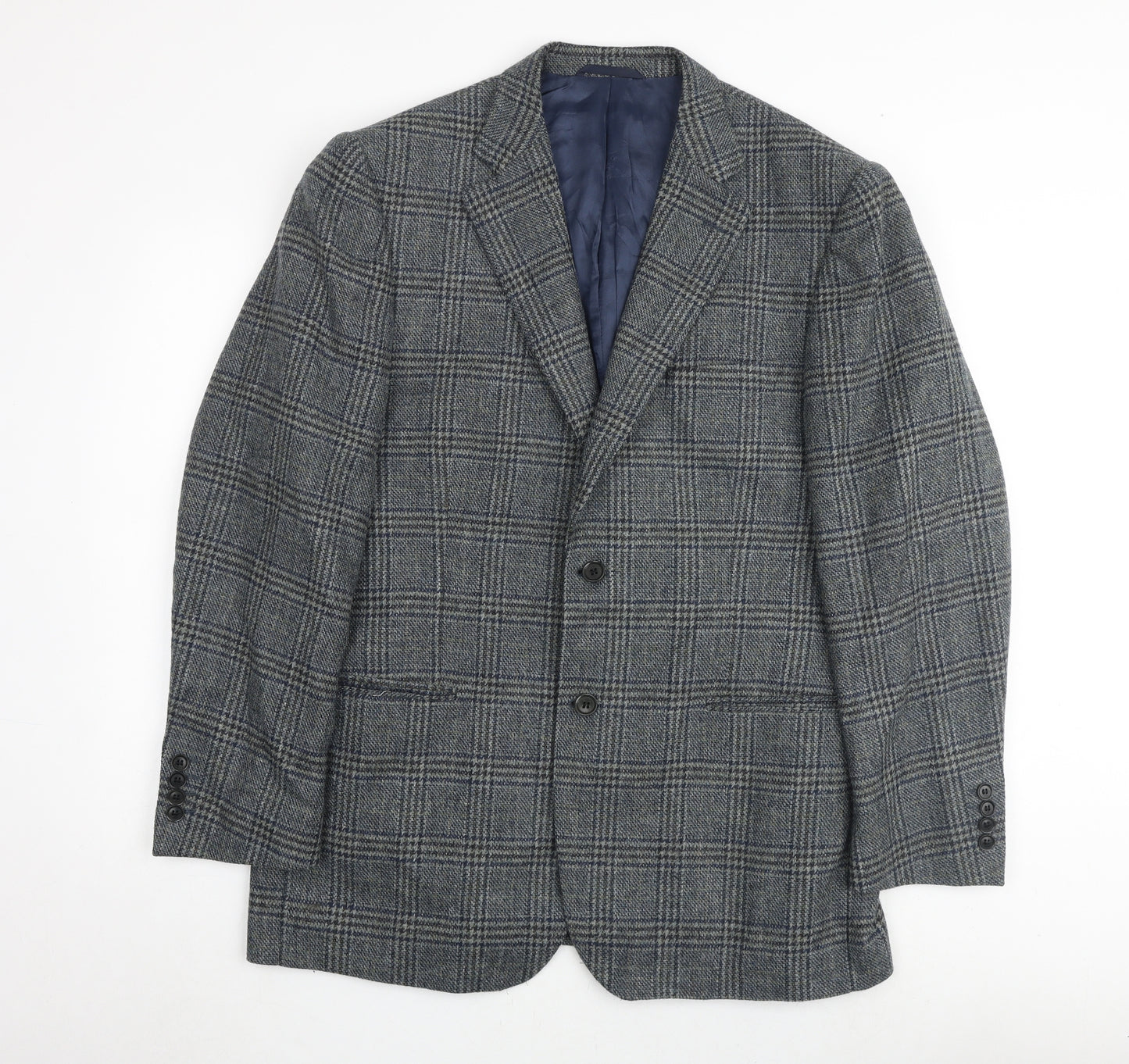 Austin Reed Mens Grey Plaid Wool Jacket Suit Jacket Size 44 Regular