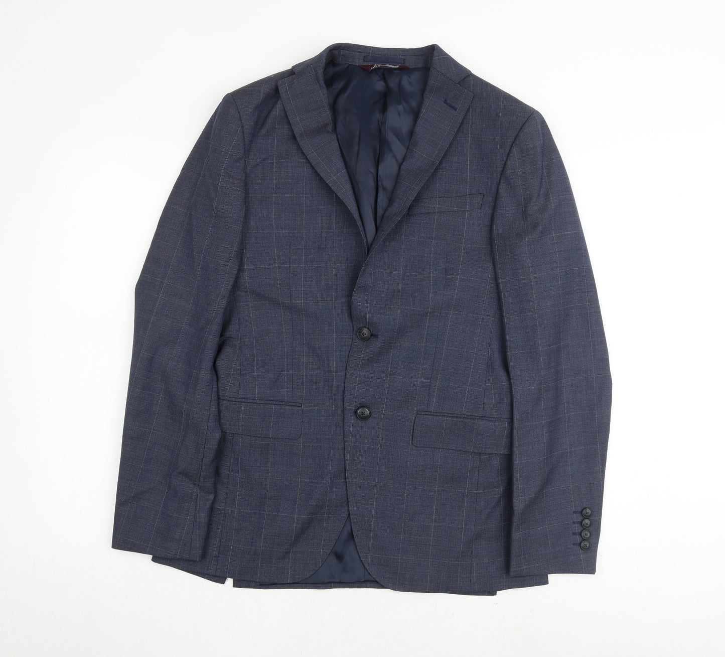 Marks and Spencer Mens Blue Check Wool Jacket Suit Jacket Size 36 Regular