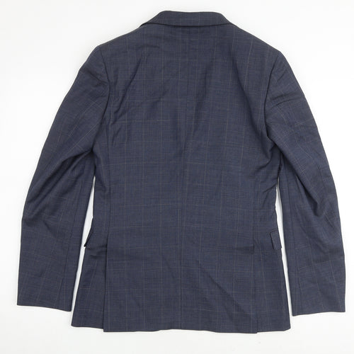 Marks and Spencer Mens Blue Check Wool Jacket Suit Jacket Size 36 Regular