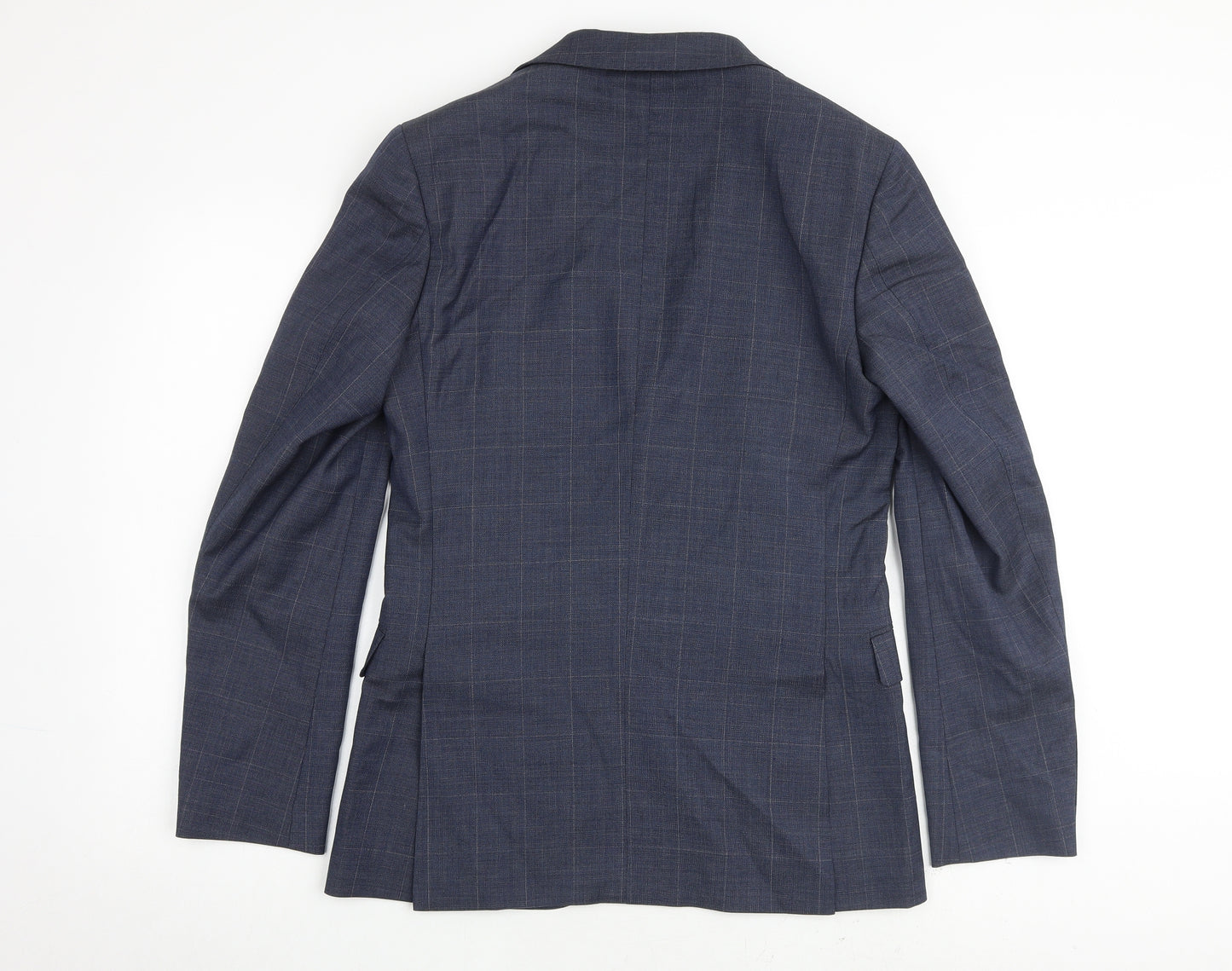 Marks and Spencer Mens Blue Check Wool Jacket Suit Jacket Size 36 Regular
