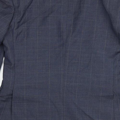 Marks and Spencer Mens Blue Check Wool Jacket Suit Jacket Size 36 Regular