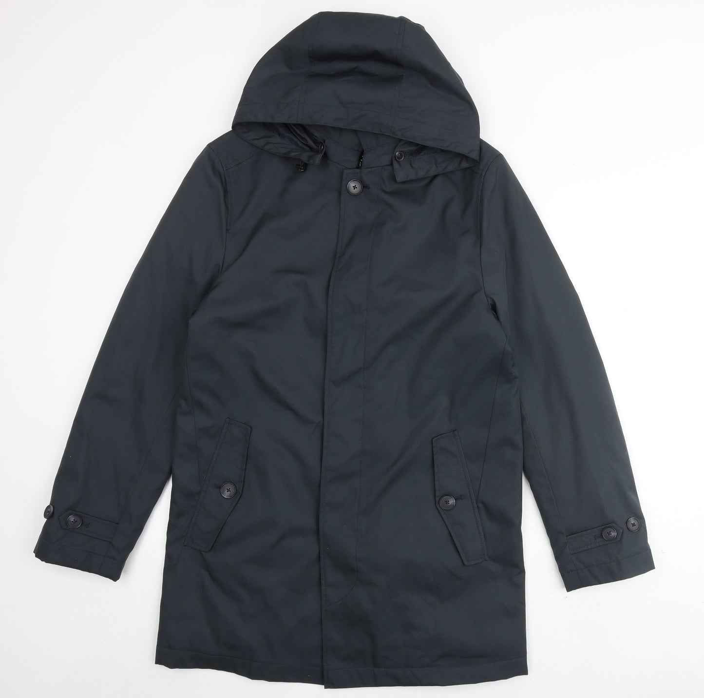 Marks and Spencer Mens Green Rain Coat Coat Size S Button