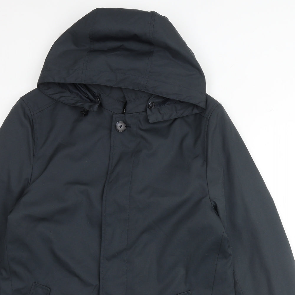 Marks and Spencer Mens Green Rain Coat Coat Size S Button