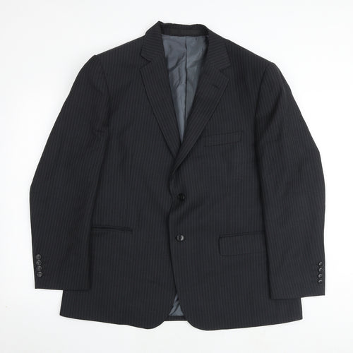 Marks and Spencer Mens Grey Striped Polyester Jacket Suit Jacket Size 44 Regular