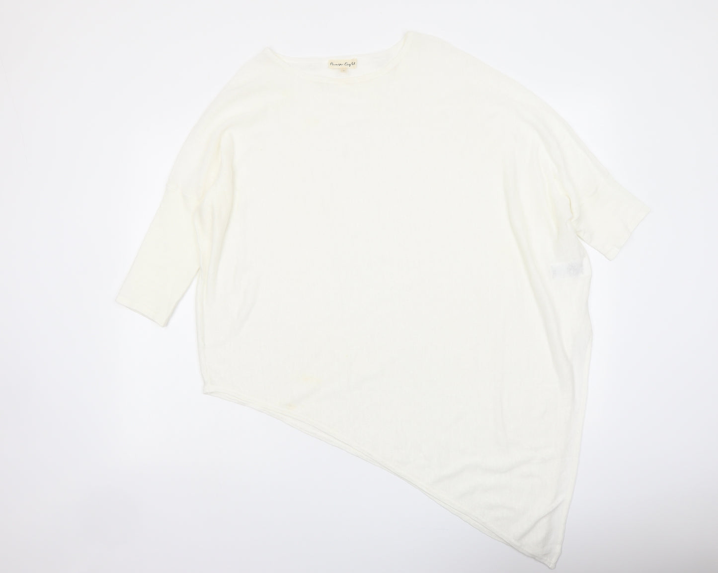 Phase Eight Womens Ivory Round Neck Linen Pullover Jumper Size S - Asymmetric Hem
