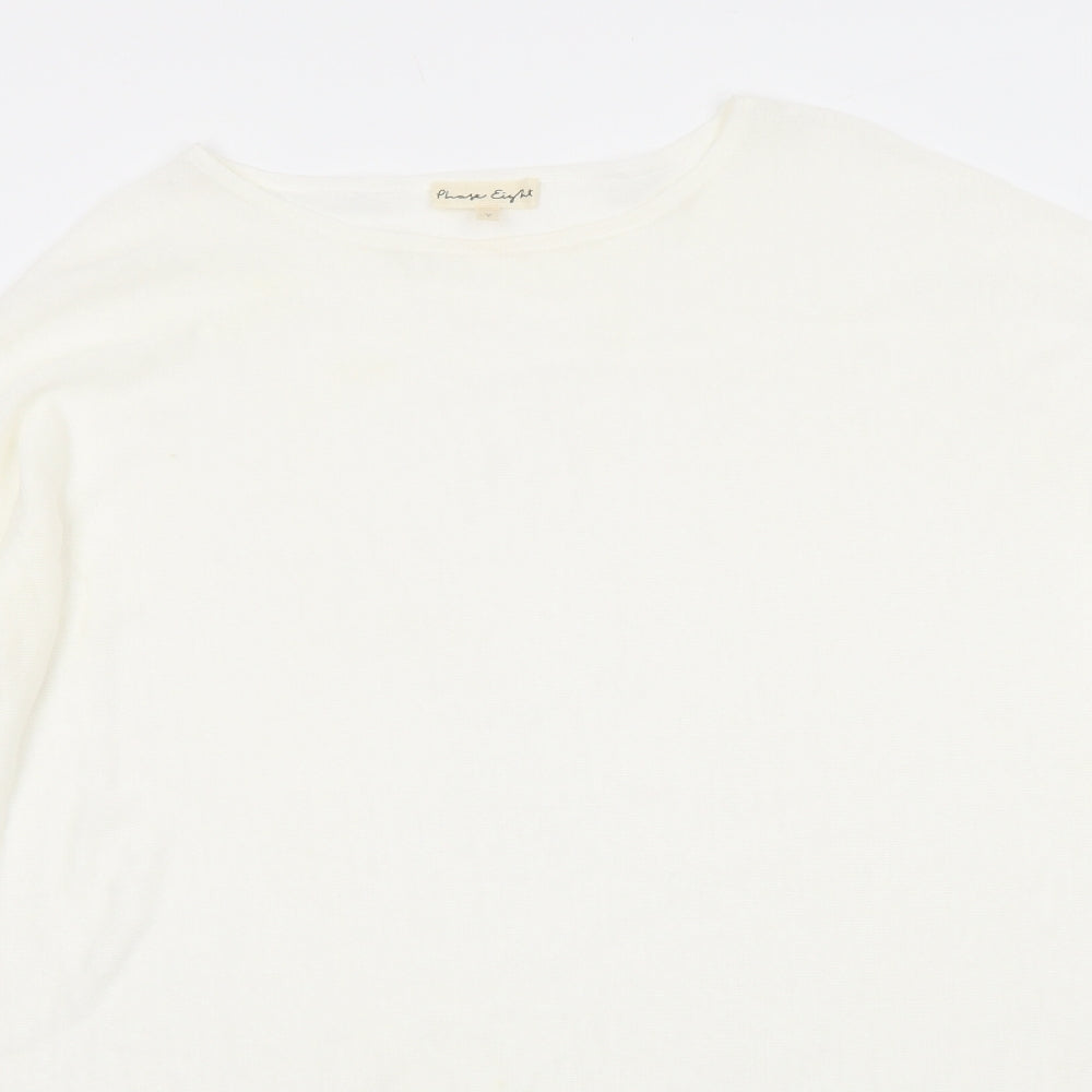 Phase Eight Womens Ivory Round Neck Linen Pullover Jumper Size S - Asymmetric Hem