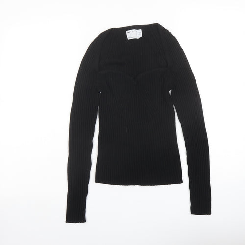 ASOS Womens Black Square Neck Polyester Pullover Jumper Size 8
