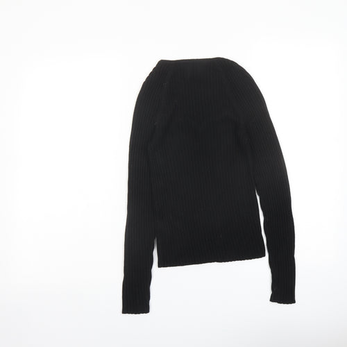 ASOS Womens Black Square Neck Polyester Pullover Jumper Size 8