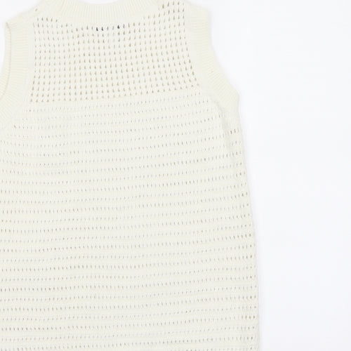 Marks and Spencer Womens Ivory Round Neck Cotton Vest Jumper Size XS
