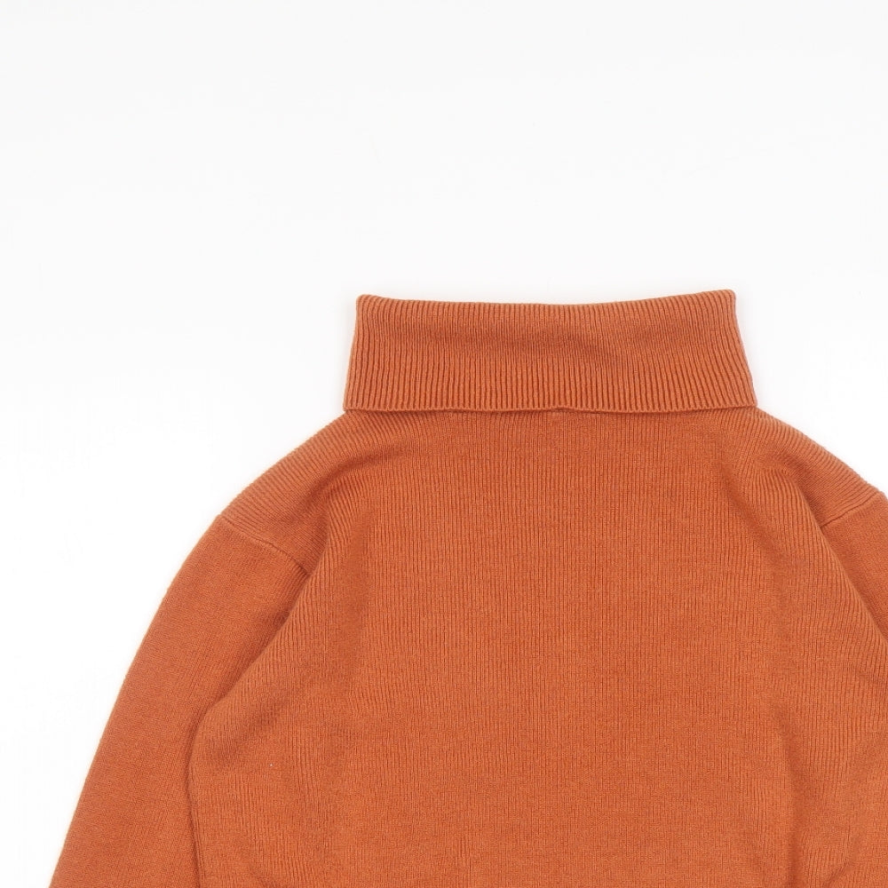 Boohoo Womens Orange Roll Neck Acrylic Pullover Jumper Size S