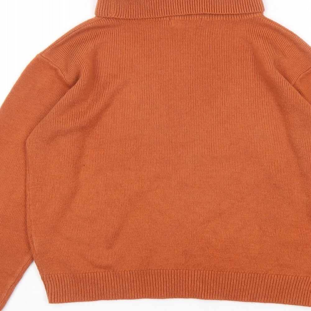 Boohoo Womens Orange Roll Neck Acrylic Pullover Jumper Size S