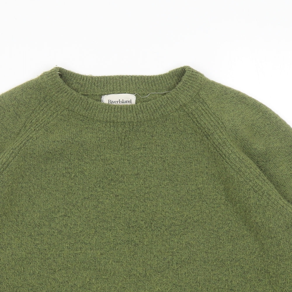 River Island Womens Green Crew Neck Polyester Pullover Jumper Size S