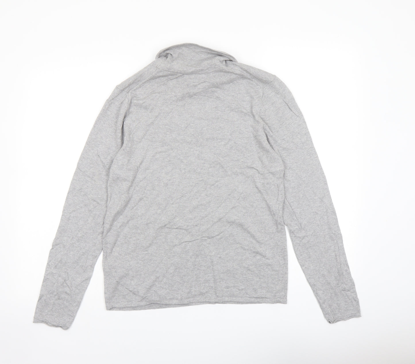 Marks and Spencer Womens Grey Roll Neck Cotton Pullover Jumper Size 16