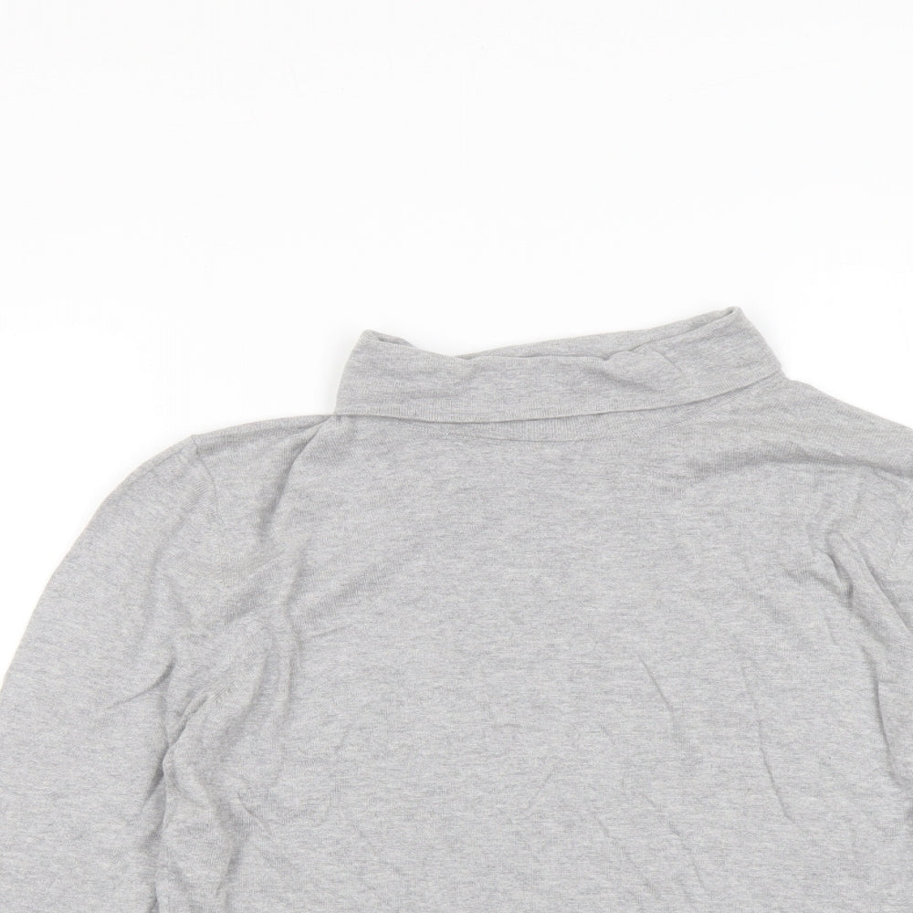 Marks and Spencer Womens Grey Roll Neck Cotton Pullover Jumper Size 16