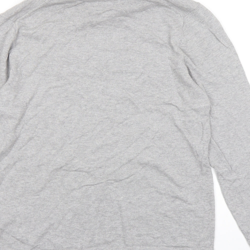 Marks and Spencer Womens Grey Roll Neck Cotton Pullover Jumper Size 16
