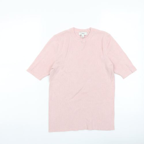 Marks and Spencer Womens Pink Round Neck Viscose Pullover Jumper Size M
