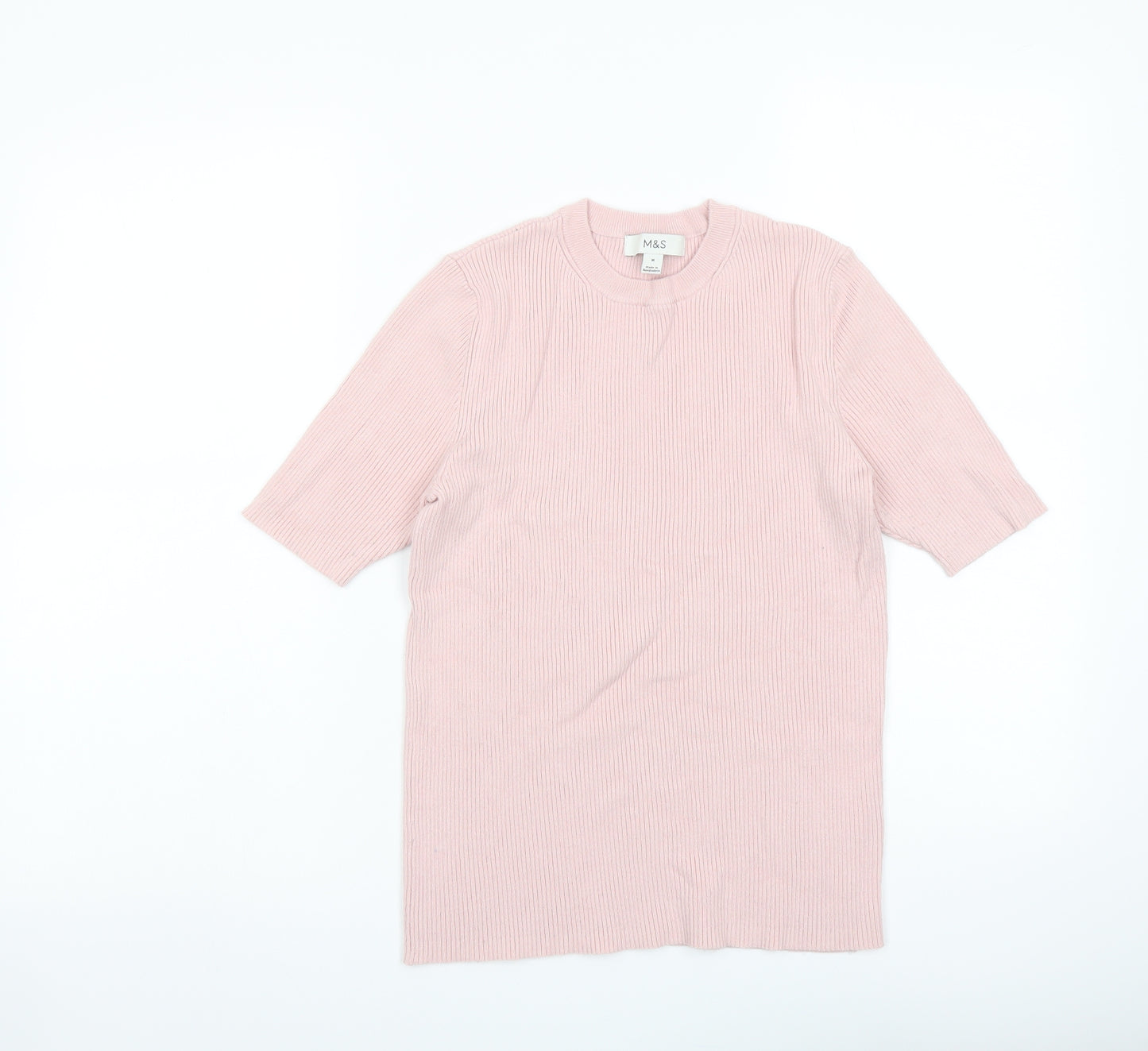 Marks and Spencer Womens Pink Round Neck Viscose Pullover Jumper Size M