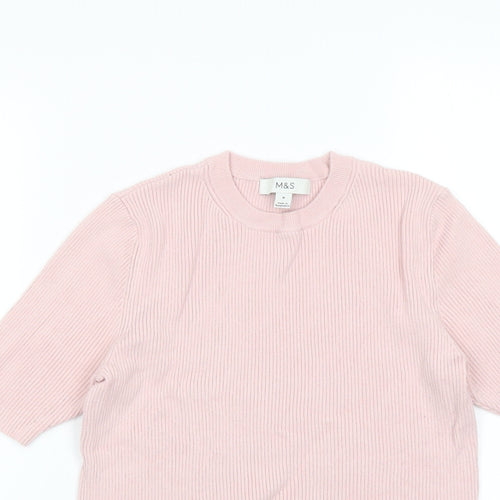 Marks and Spencer Womens Pink Round Neck Viscose Pullover Jumper Size M