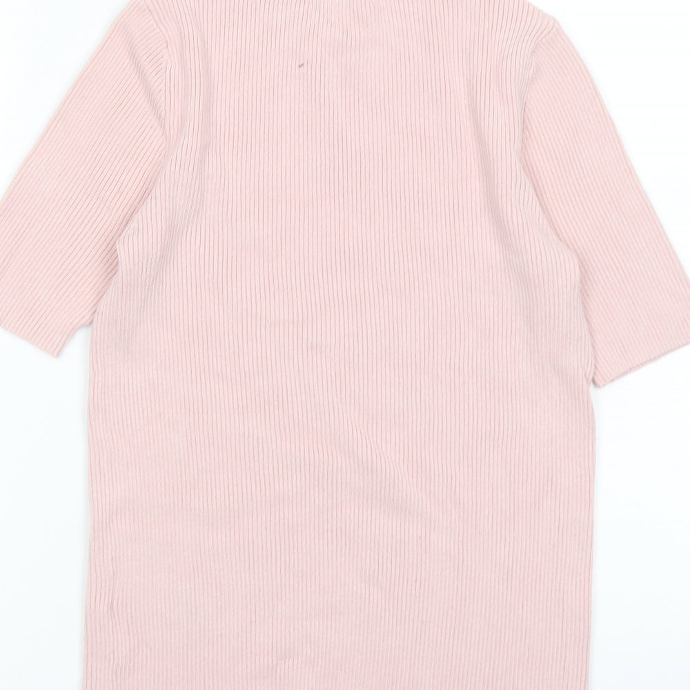 Marks and Spencer Womens Pink Round Neck Viscose Pullover Jumper Size M