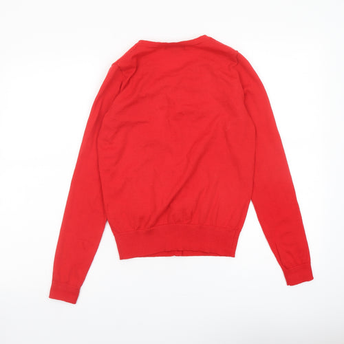 New Look Womens Red Round Neck Polyester Cardigan Jumper Size 8