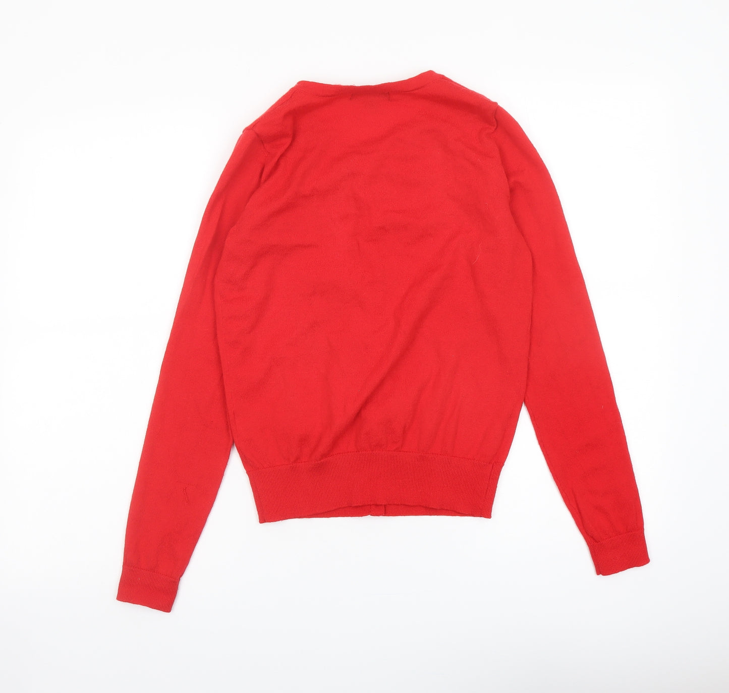 New Look Womens Red Round Neck Polyester Cardigan Jumper Size 8