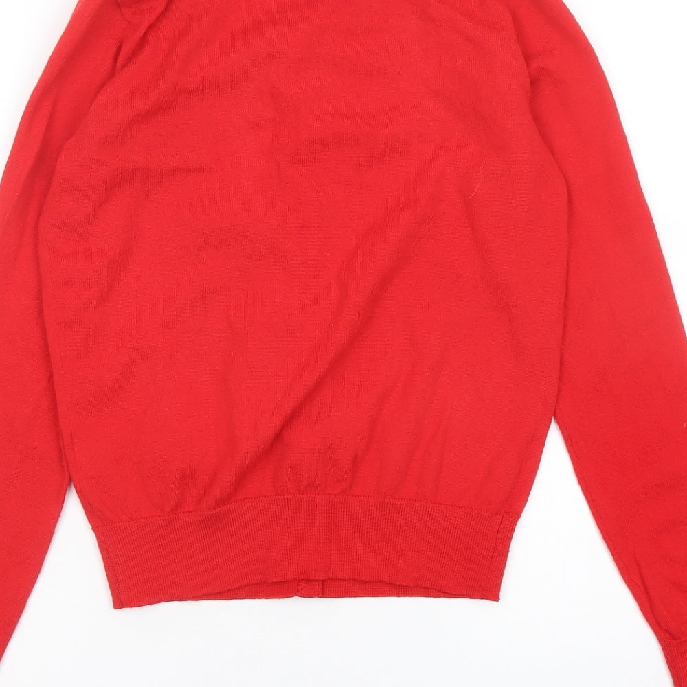 New Look Womens Red Round Neck Polyester Cardigan Jumper Size 8