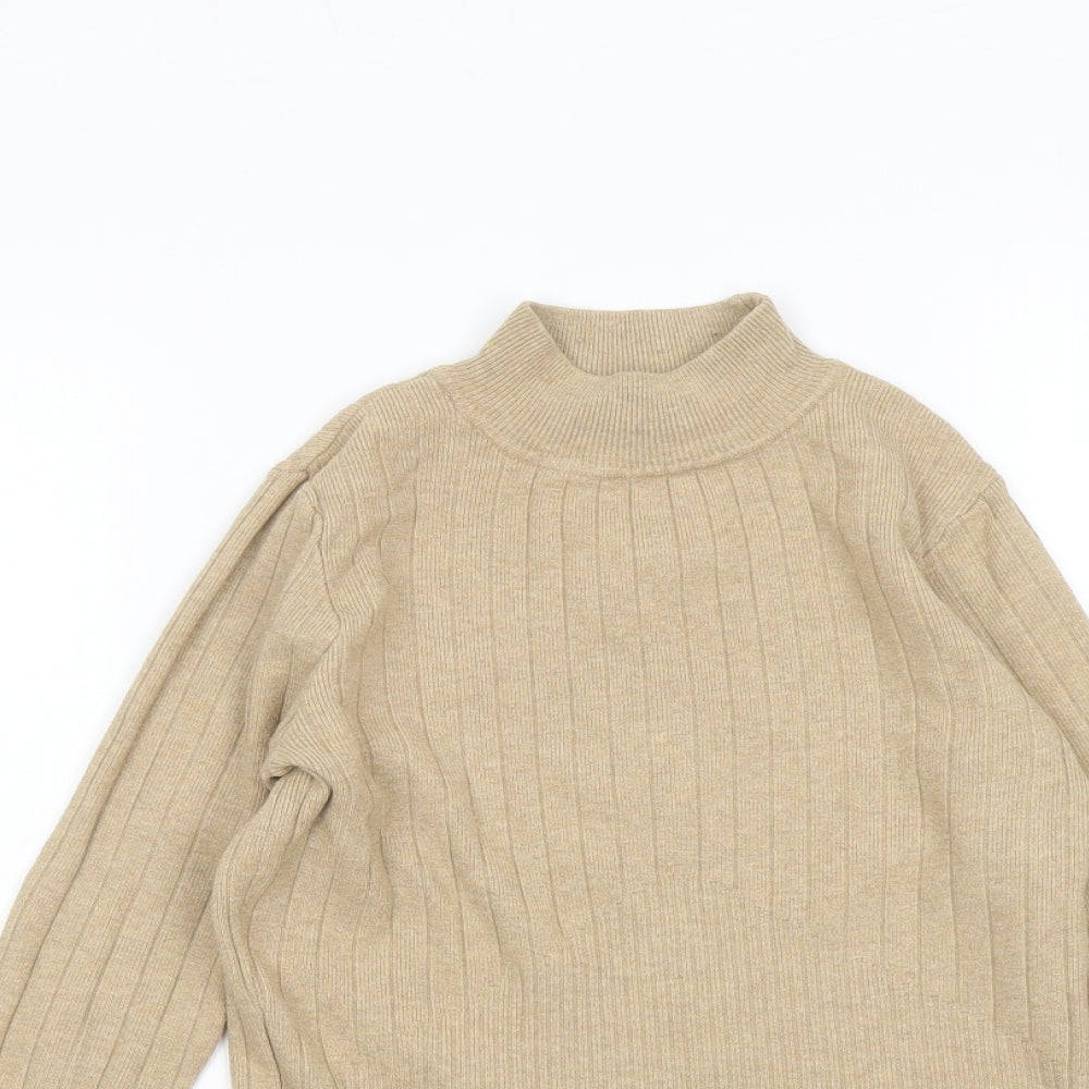 Marks and Spencer Womens Beige Mock Neck Acrylic Pullover Jumper Size 10