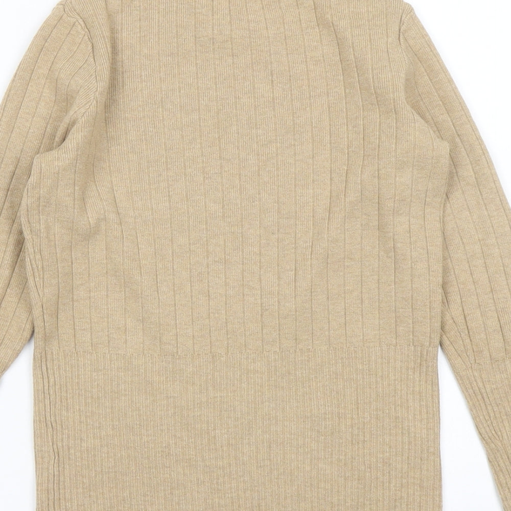 Marks and Spencer Womens Beige Mock Neck Acrylic Pullover Jumper Size 10