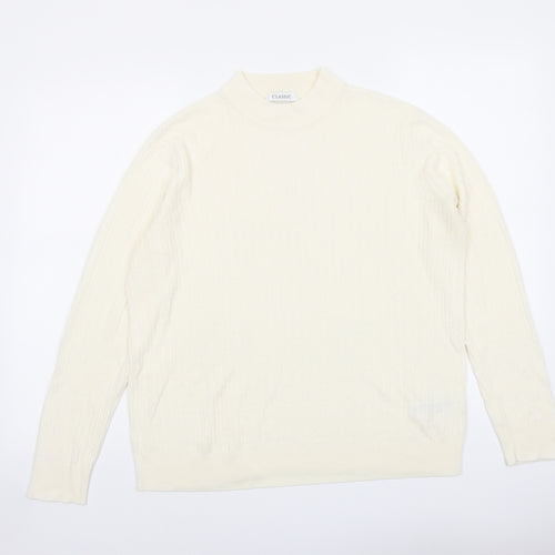 Classic Womens Ivory Mock Neck Acrylic Pullover Jumper Size 16