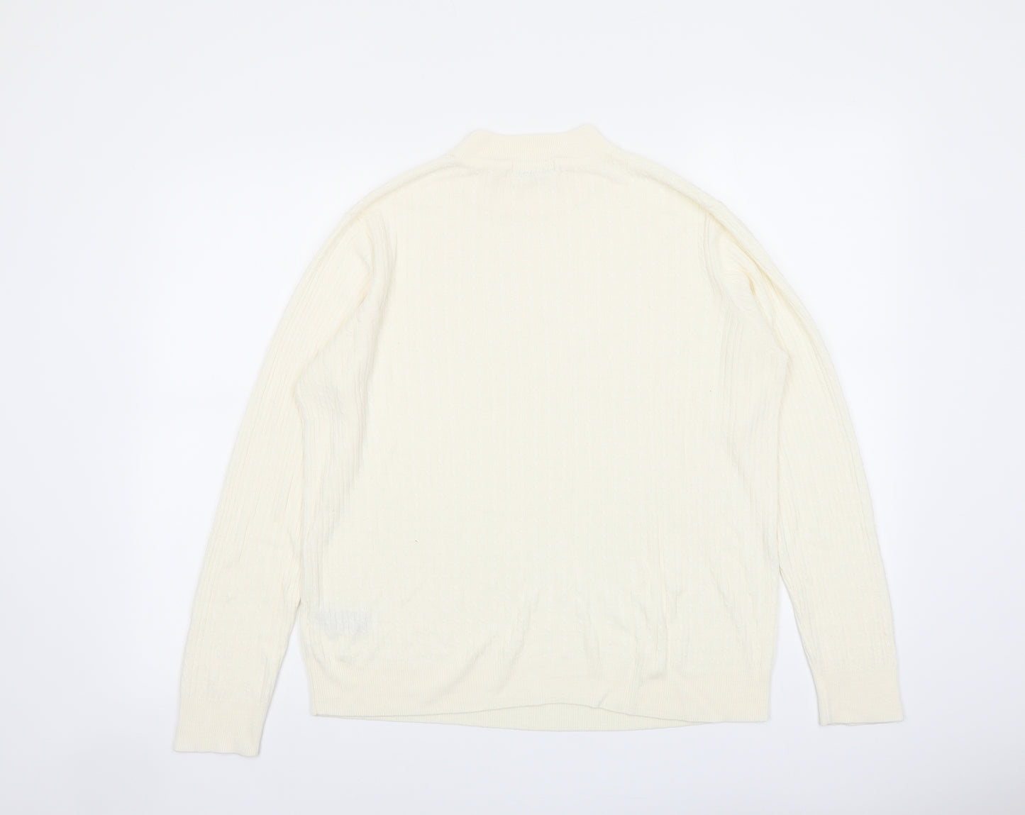 Classic Womens Ivory Mock Neck Acrylic Pullover Jumper Size 16
