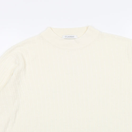 Classic Womens Ivory Mock Neck Acrylic Pullover Jumper Size 16