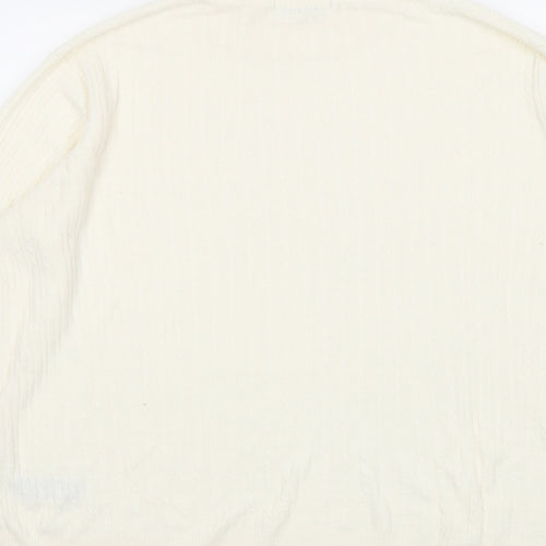 Classic Womens Ivory Mock Neck Acrylic Pullover Jumper Size 16