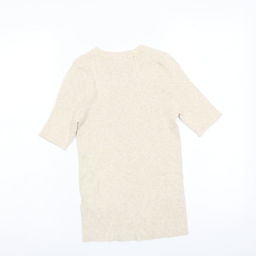 Marks and Spencer Womens Beige Round Neck Viscose Pullover Jumper Size S