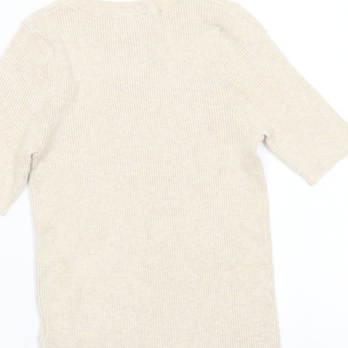 Marks and Spencer Womens Beige Round Neck Viscose Pullover Jumper Size S