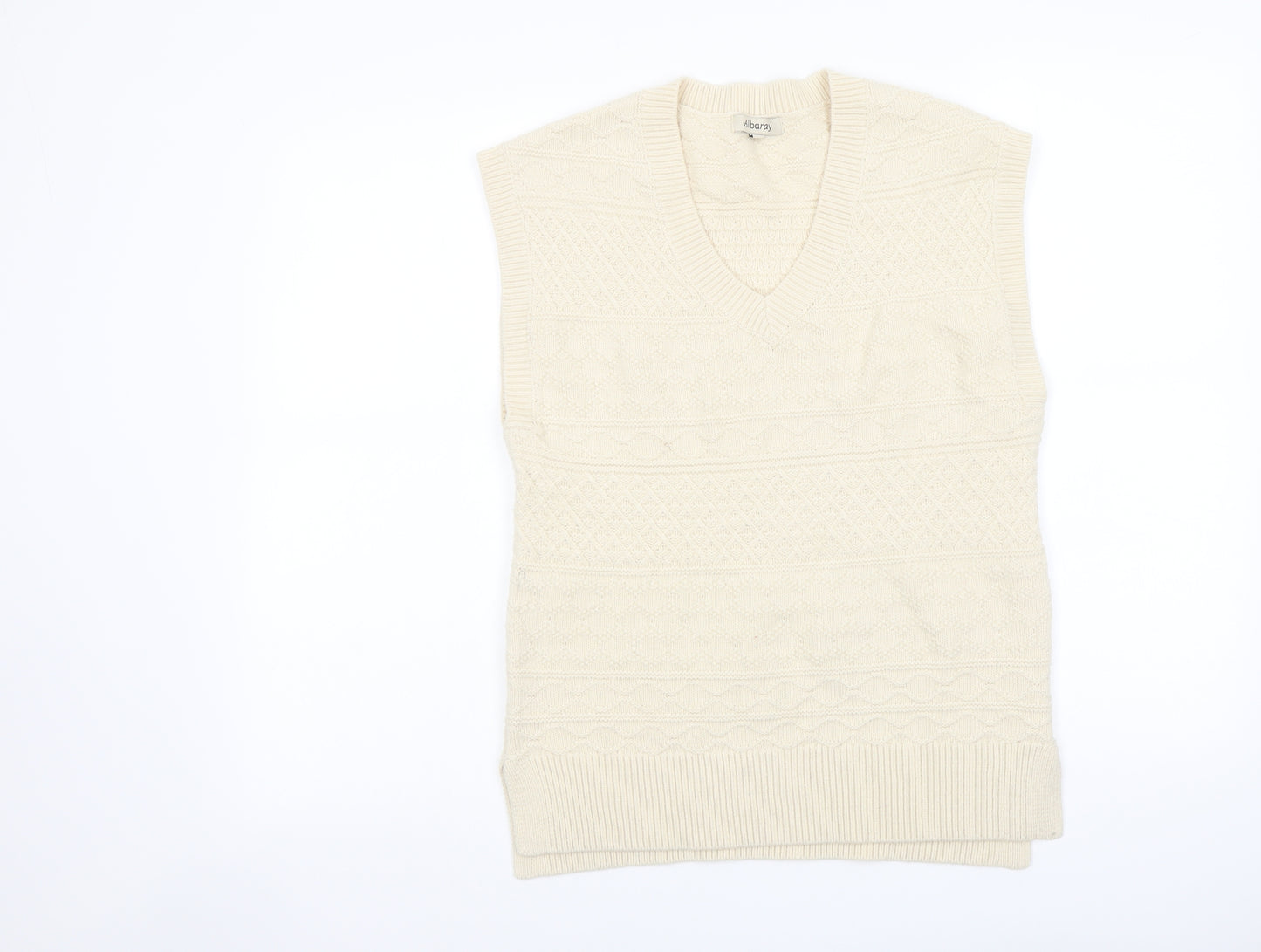 Albaray Womens Beige V-Neck Acrylic Vest Jumper Size 10