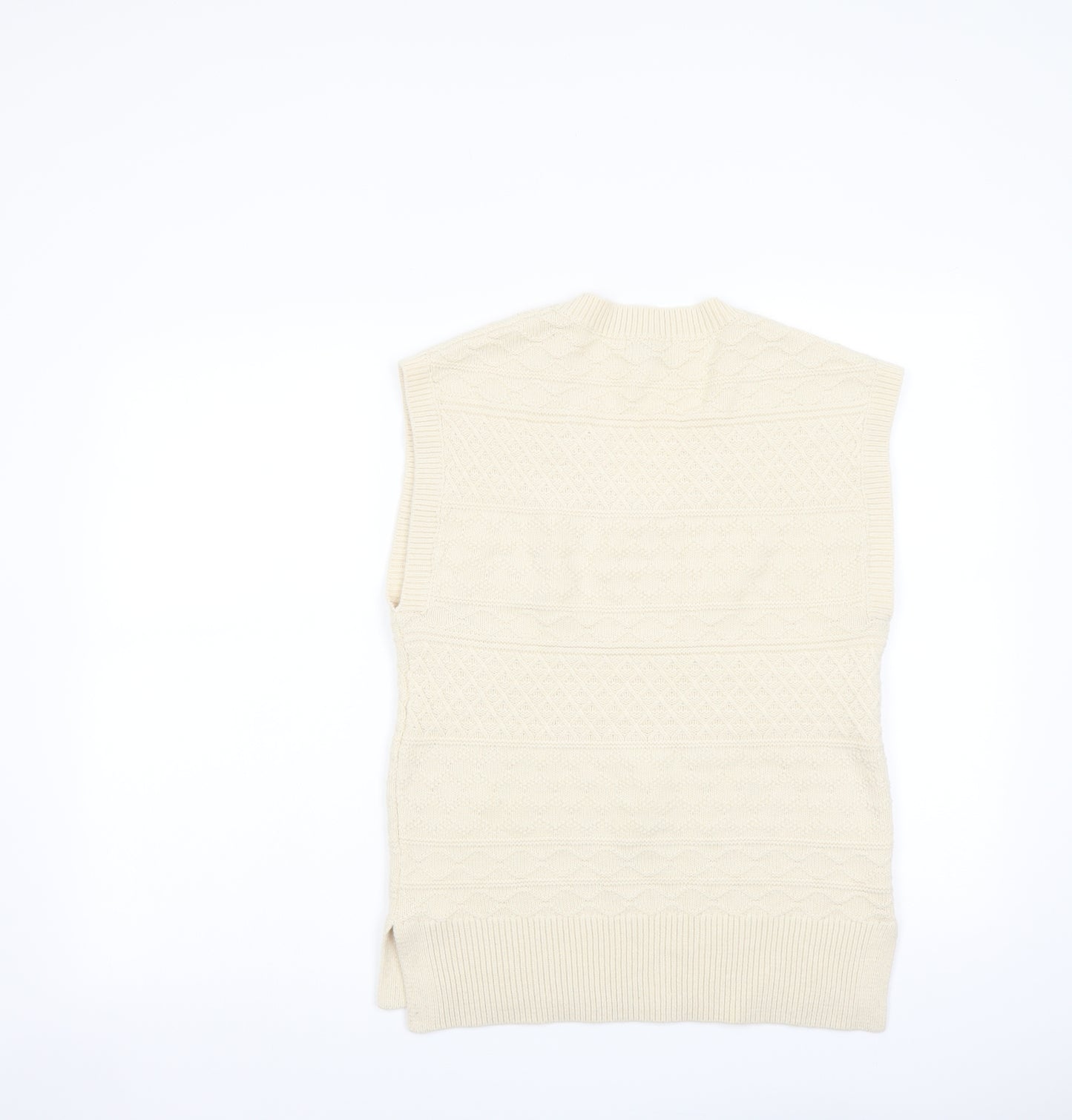 Albaray Womens Beige V-Neck Acrylic Vest Jumper Size 10