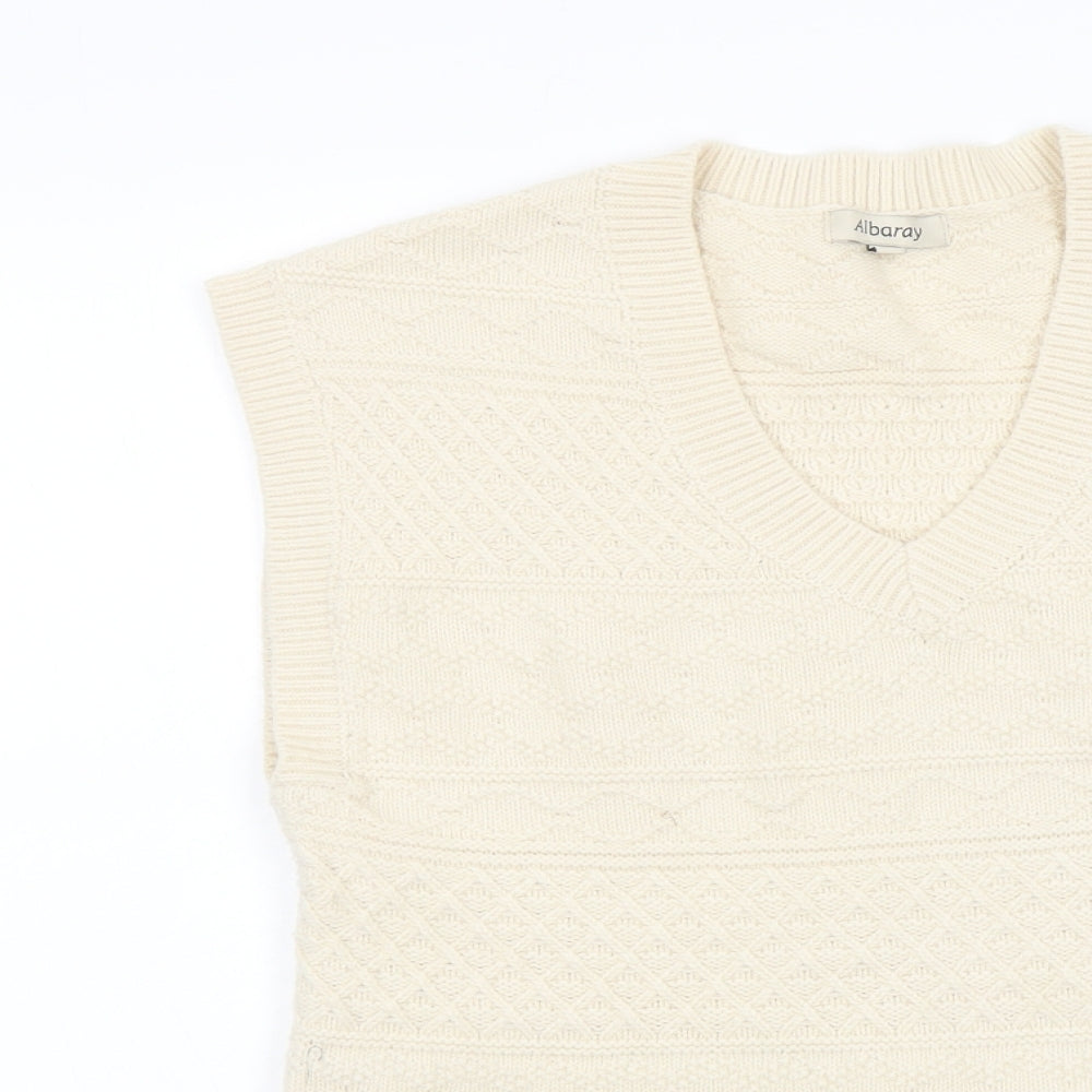 Albaray Womens Beige V-Neck Acrylic Vest Jumper Size 10