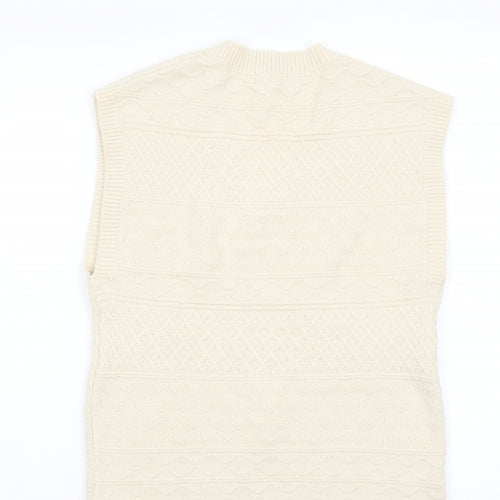 Albaray Womens Beige V-Neck Acrylic Vest Jumper Size 10