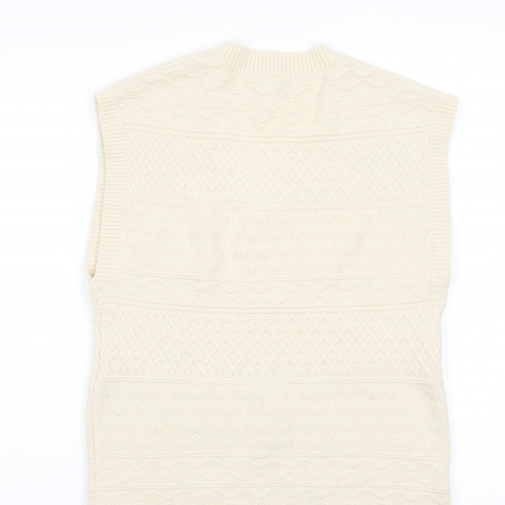 Albaray Womens Beige V-Neck Acrylic Vest Jumper Size 10
