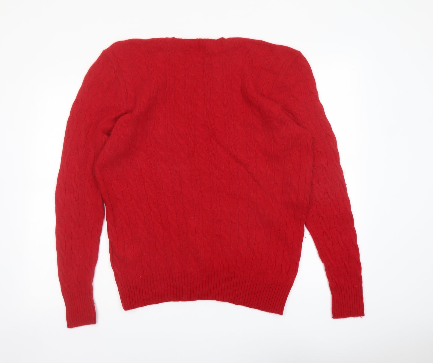 Polo Ralph Lauren Mens Red Crew Neck Wool Pullover Jumper Size XL Long Sleeve