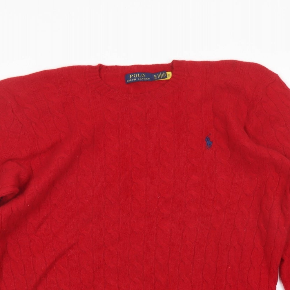 Polo Ralph Lauren Mens Red Crew Neck Wool Pullover Jumper Size XL Long Sleeve